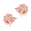 Heart Leaf Clovers With CZ Stone Silver Ear Stud STS-5112